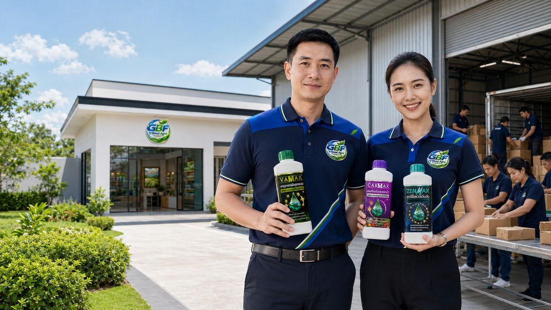 ผลิตภัณฑ์ GBF Good Agro ที่หน้าสำนักงาน