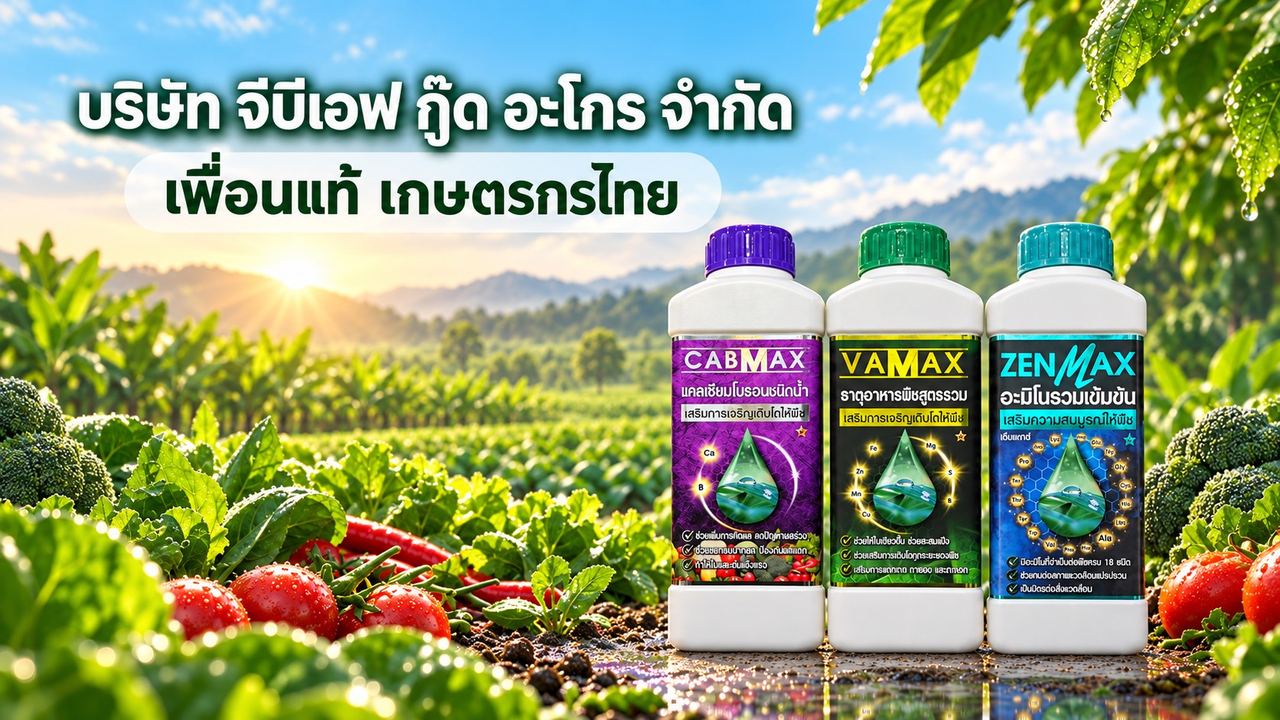 บริษัท จีบีเอฟ กู๊ด อะโกร จำกัด — เพื่อนแท้ เกษตรกรไทย พร้อมผลิตภัณฑ์ CABMAX VAMAX และ ZENMAX ในแปลงผัก